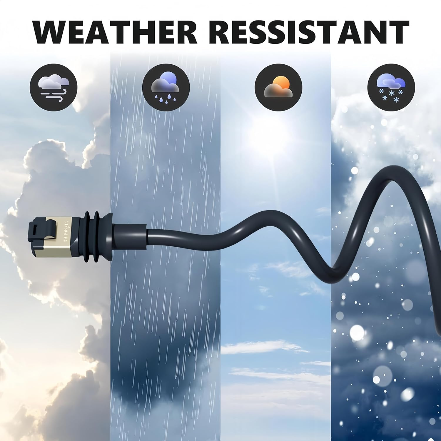 STARGEAR Starlink Gen 3 Cable RJ45 Rectangular Satellite V3 Kit (49.2FT/15M) Replacement Cable, Extension with End Cap Dustproof Starlink Accessories Waterproof Gray SPEEDS up to 2000Mbps image number 1