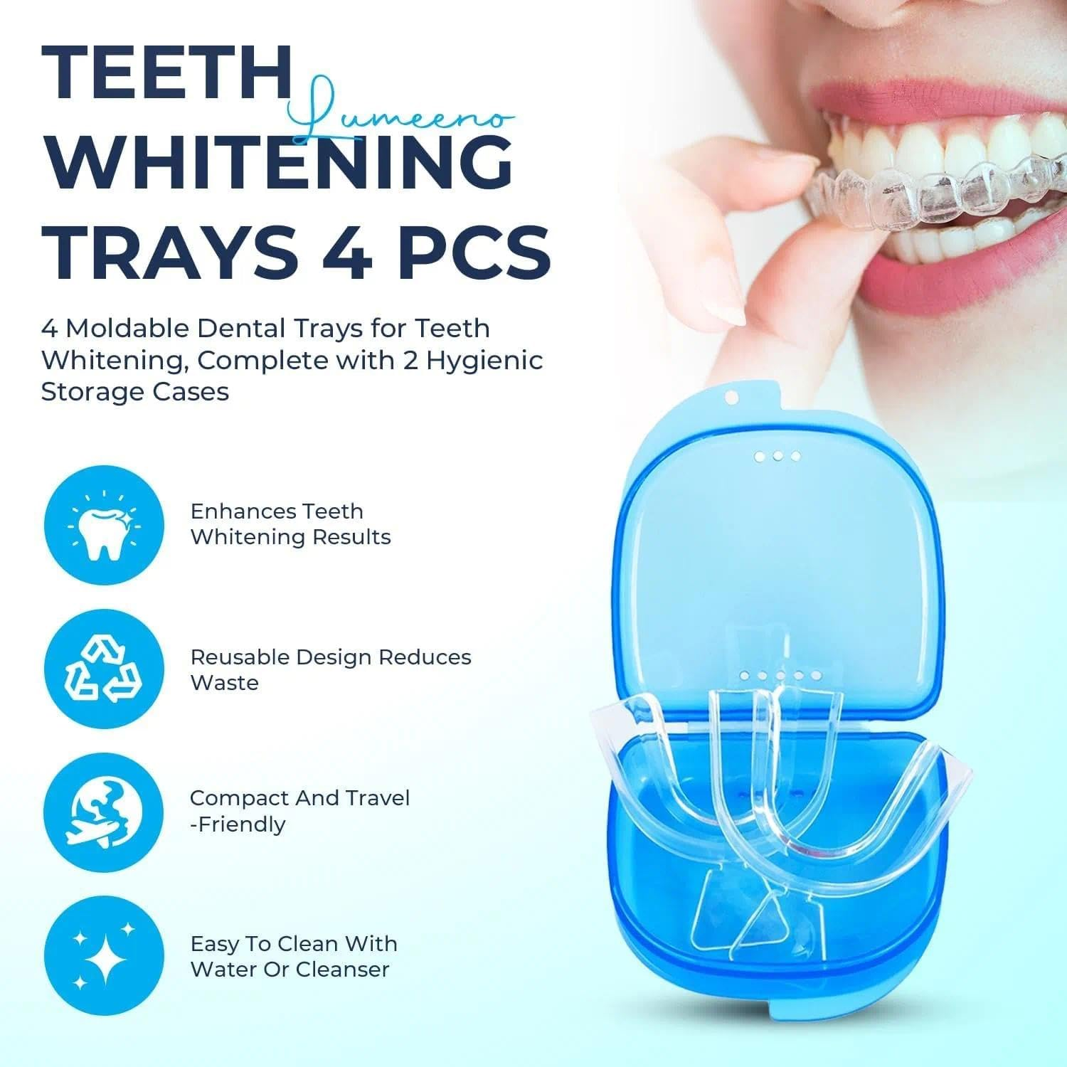 Teeth Whitening Kit &ndash; 4 Pack Moldable Teeth Whitening Trays with 2 Storage Cases, Thermoforming Mouth Guards for Teeth Whitening & Grinding Protection &ndash; by Fengea image number 4