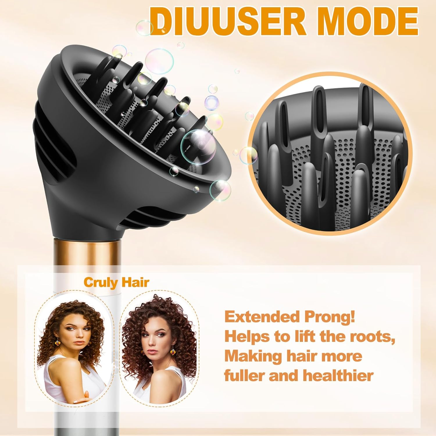 YTCHYYSK Wave Curl Diffuser Attachment for Dyson Airwrap HS01 HS05 HS08, Upgraded Hair Diffuser Nozzle Dome and Diffuse Modes to Dryer Faster and Define Curls Hair, Grey image number 2