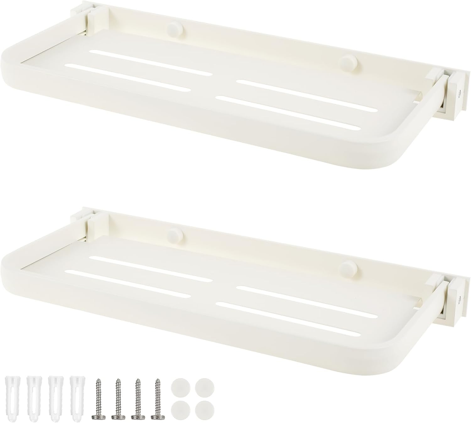 2Pcs RV Aluminum Foldable Shelf, Wall Mounted RV Floating Shelf, Space Saving Compact Fold down Shelf Shelf, Versatile RV Floating Shelf for Camper Car,Caravans Bathroom, Laundry Room,Easy Install image number 1