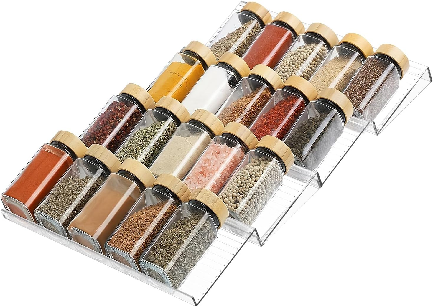 NIPUAEGO 4Pcs/8Pcs Spice Drawer Organizer, Expandable Spice Seasoning Holder Storage Organisation for Drawer Countertop Kitchen Cabinet (Style2) image number 1