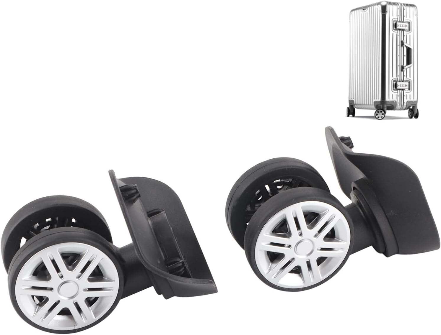 1Pair Luggage Replacement Wheels, Luggage Wheels, Outdoor Double Row Large Wheel, Durable Luggage Caster Wheels Draw Bar Box Code Case Suitcase Accessory, Luggage Travel Gear image number 3