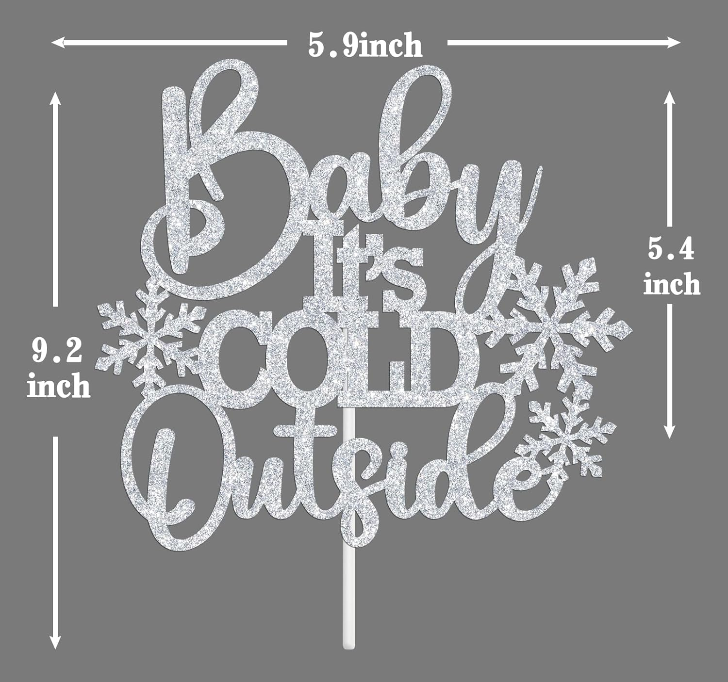 Baby It'S Cold outside Cake Topper, Winter Onderland/Sweet Little Snowflake Cake Decor, Snowflake Baby Shower/Gender Reveal Birthday Party Decorations Supplies, Silver Glitter