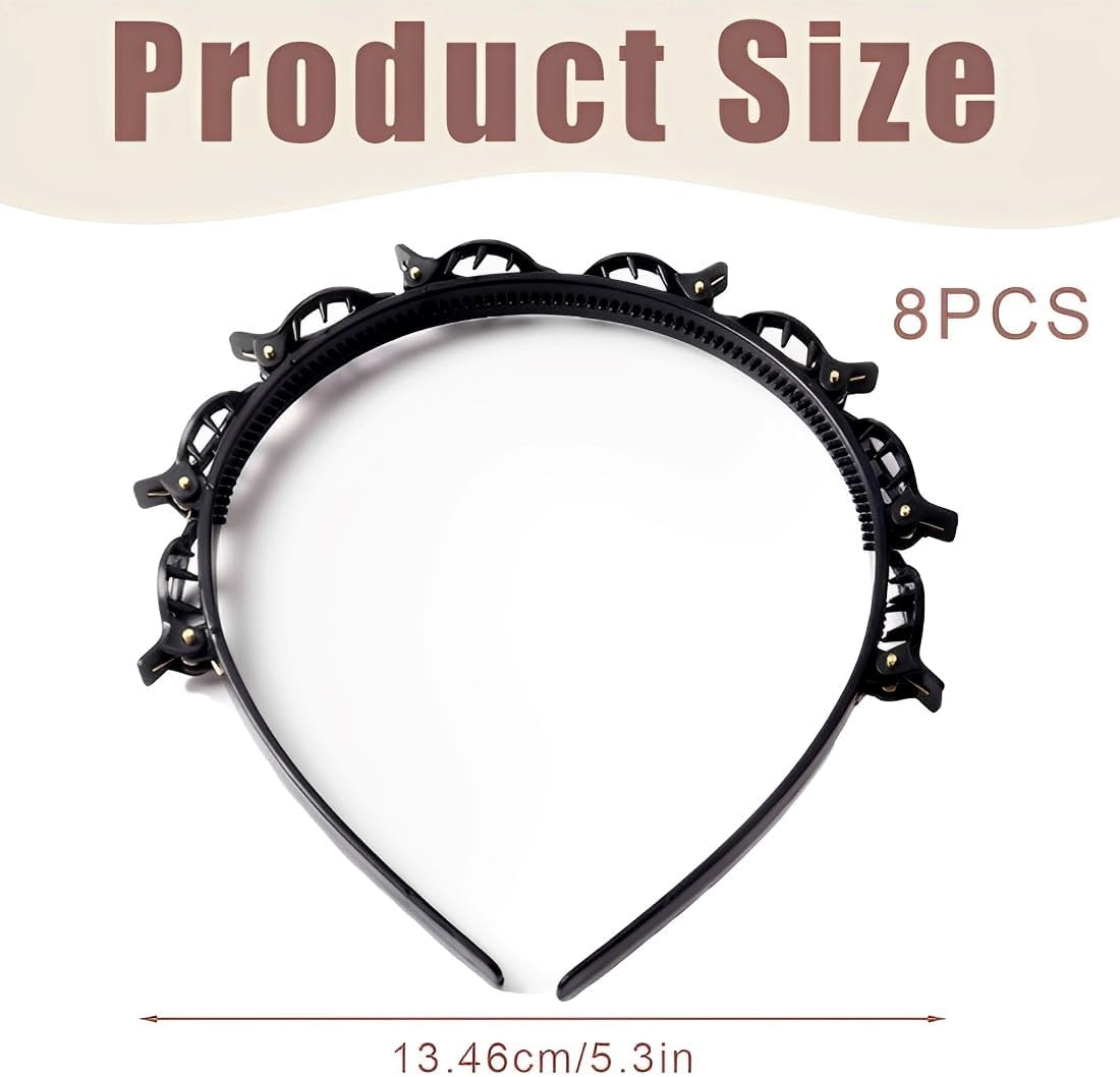 AOEVUIR Bangs Hairstyle Hairpin Hairstyle Aid Headband with Clips Hair Pins Hairdressing Supplies Headband Hair Accessories Hairband with Clips Twist Clip Headband (With 6 Hair Bands) image number 1