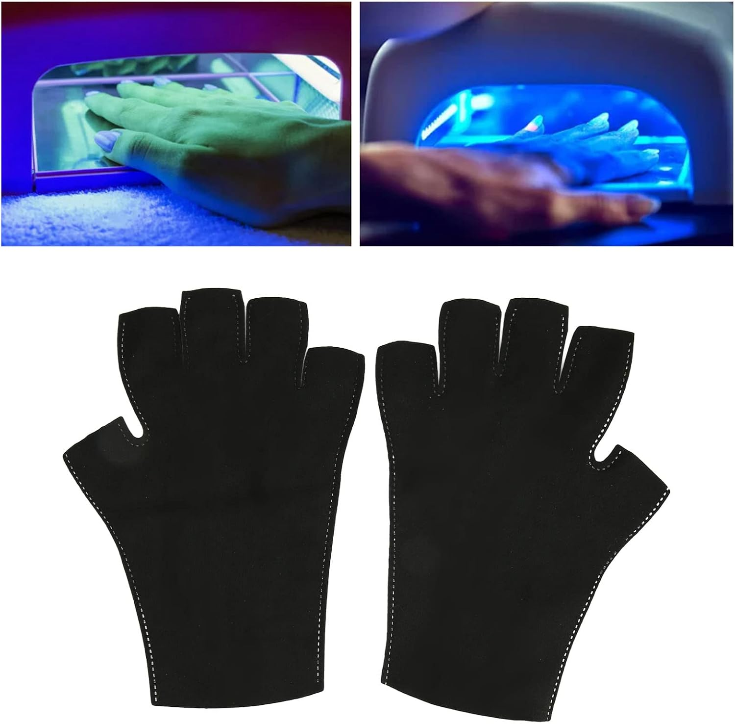 Anti UV Gloves, Breathable Fingerless Manicures Protection Gloves, Skin Friendly Elastic UV Gloves for Gel Nail Lamp, Hiking, Paddling, Driving, Canoeing, Kayaking image number 1