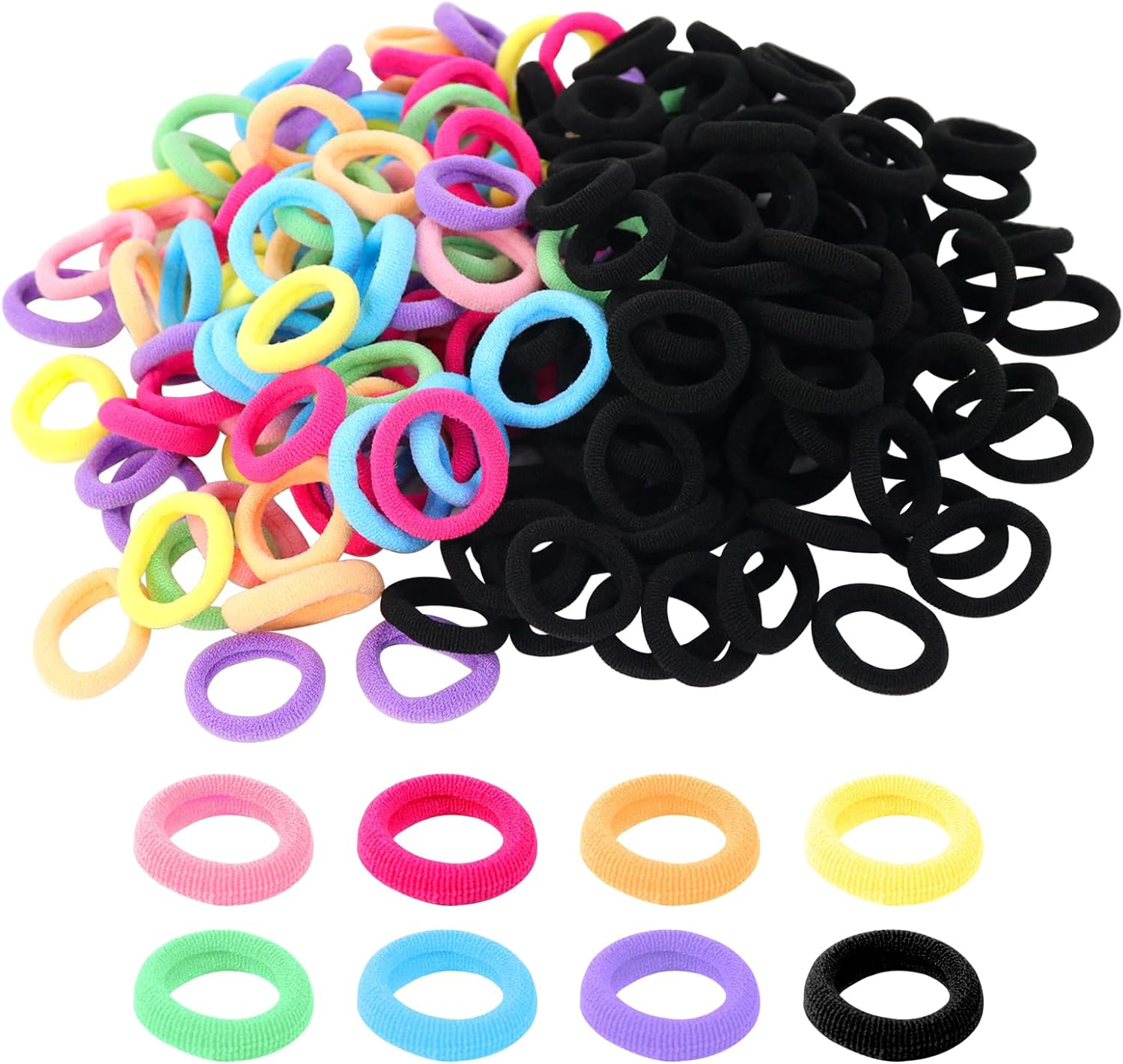 Hanyousheng Pack of 200 Girls Hair Bobbles 20 Mm Children'S Hair Bobbles Baby Hair Bobbles Small Hair Bands Colourful for Girls Children Toddlers Baby image number 2