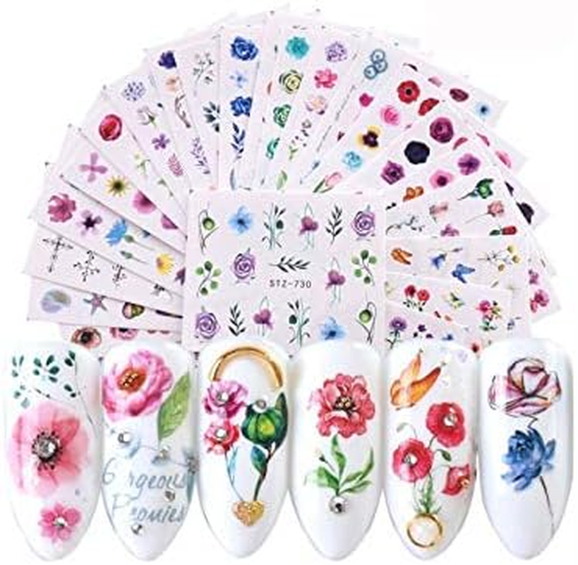 HANGQINGHENG 24 Pcs Halloween Nail Art Water Sticker Set Anime Skull Bone Decals Gel Polish Slider Accessories (Color : STZ707 730 24PCS) image number 1