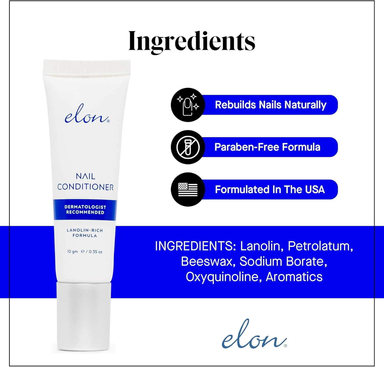 Elon Lanolin-Rich Nail Conditioner, Strengthens Nails & Protects Cuticles, Recommended by Dermatologists & Podiatrists (10G Tube) image number 6