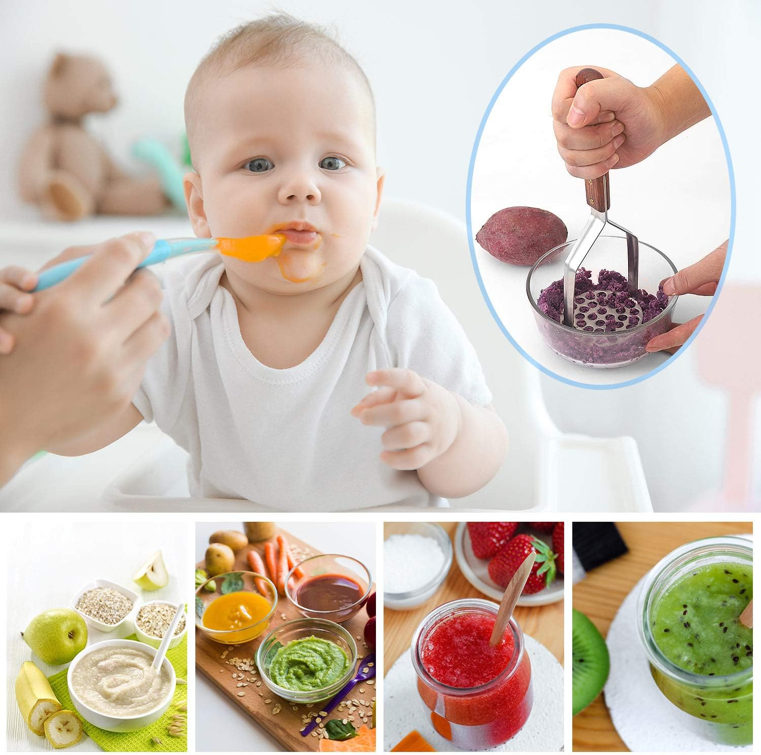 Tmflexe UPGRADED Potato Masher Stainless Steel Heavy Duty Strong Anti-Slip Handle Not Easy to Bent Easy to Use Sturdy Construction image number 5