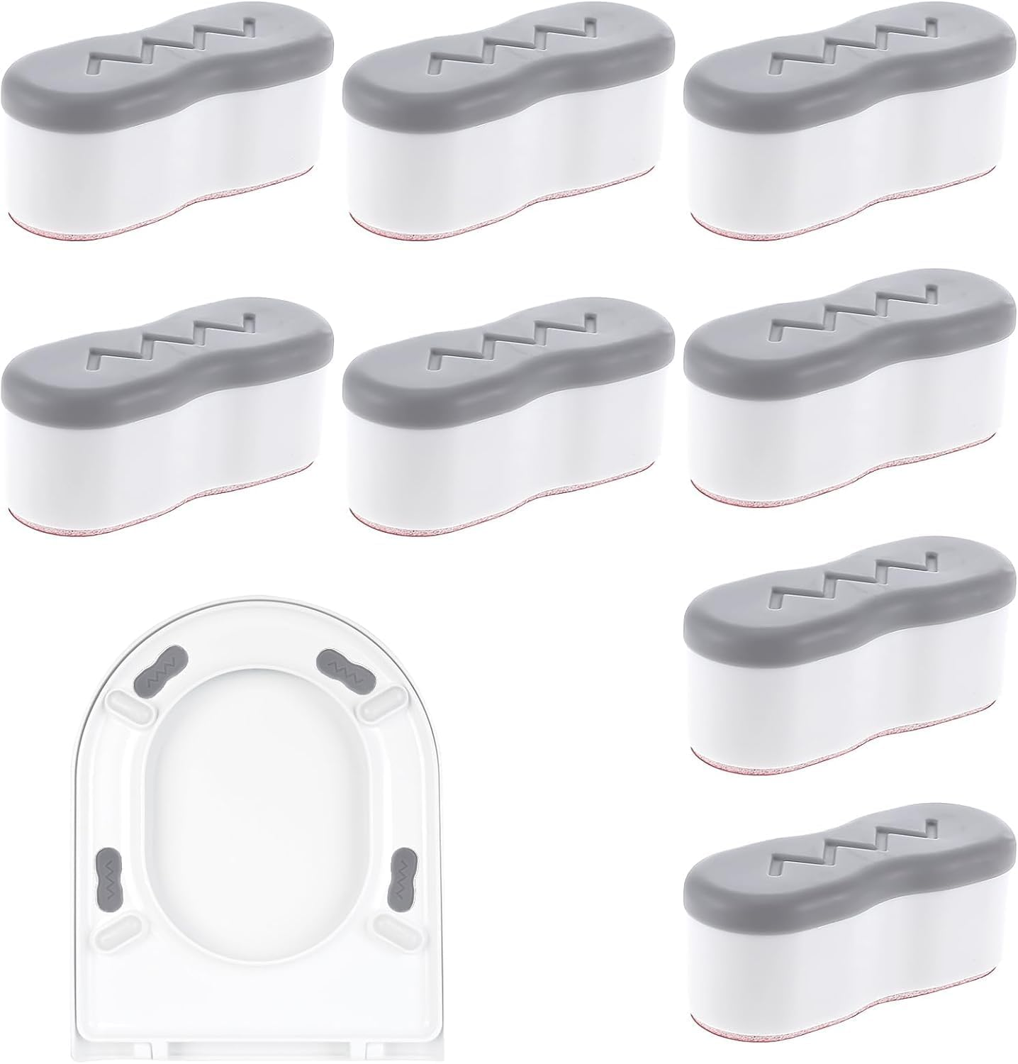 Self Adhesive Toilet Seat Height-Increasing Bumpers Pads, 8Pcs Bidet Bumper Height-Increasing Pads, Toilet Seat Spacers Bidet Height-Increasing Pads for WC Cover image number 1