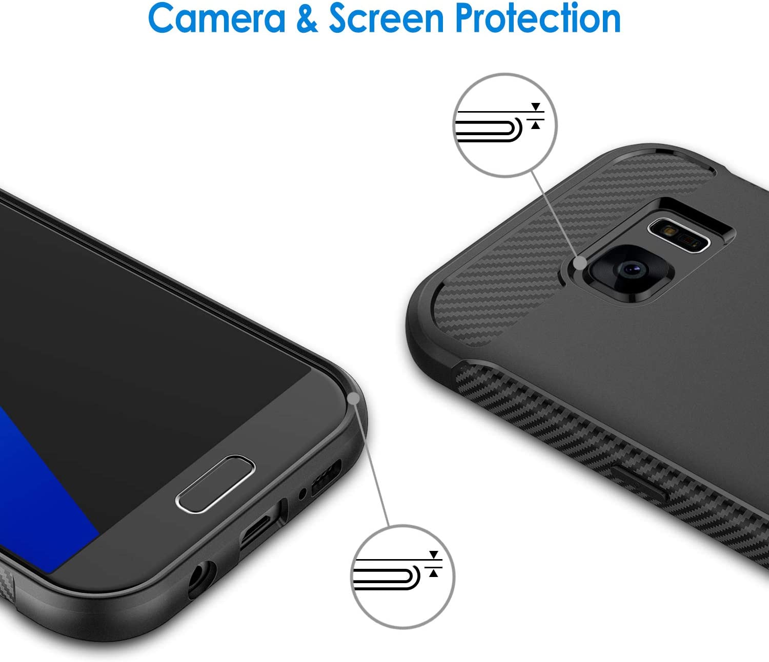Jetech Slim Fit Case for Samsung Galaxy S7 5.1-Inch, Thin Phone Cover with Shock-Absorption and Carbon Fiber Design (Black)