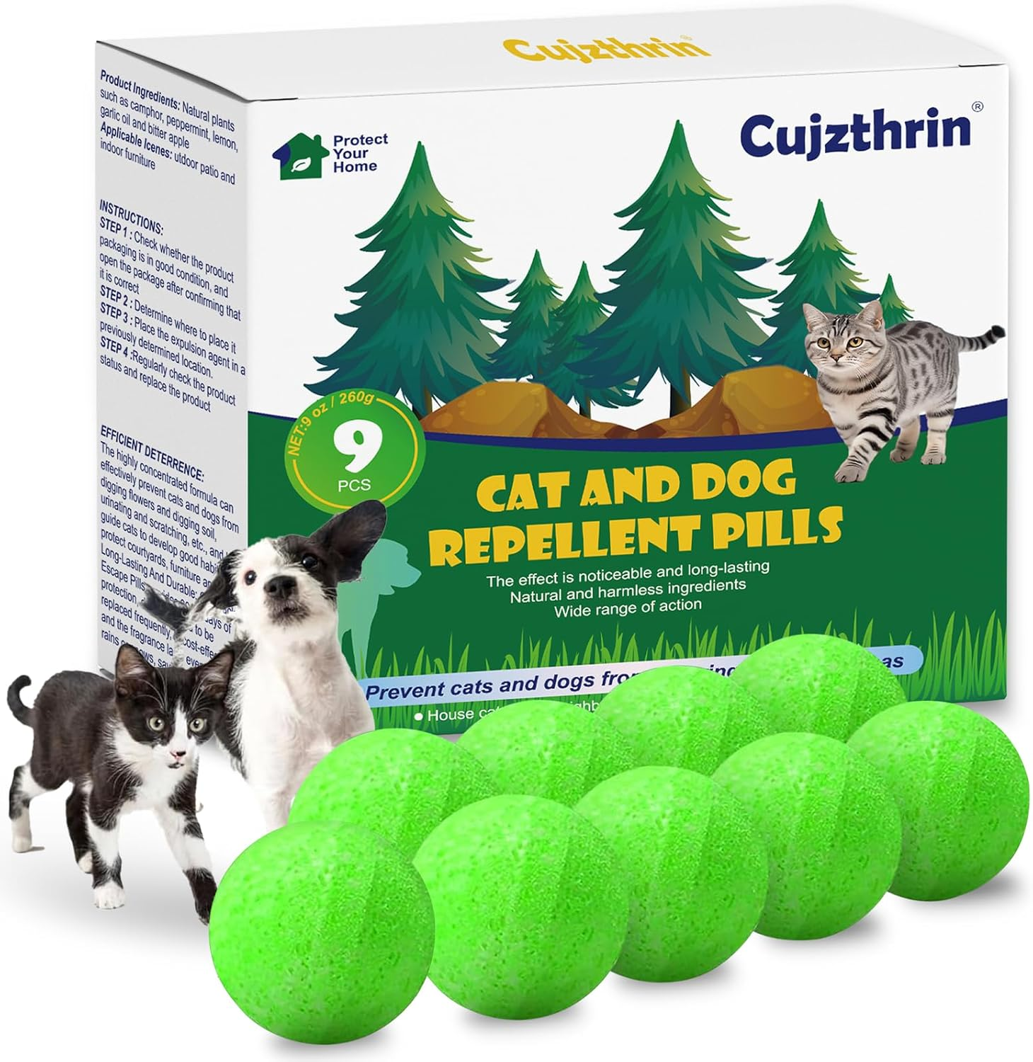 Natural Peppermint Cat & Dog Repellent, 9 Pack &ndash; Plant-Based Formula, Safe for Pets & Kids, 6-Month Protection, Indoor & Outdoor Use for Yard, Garden, Furniture image number 4