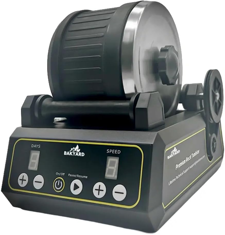 Professional Rock Tumbler Kit- Advanced Features Include Shutoff Timer and Speed Control - 2.5 Kg Barrel Capacity, 4 Polishing Grits, Mesh Stainer, Jewelry Fastenings