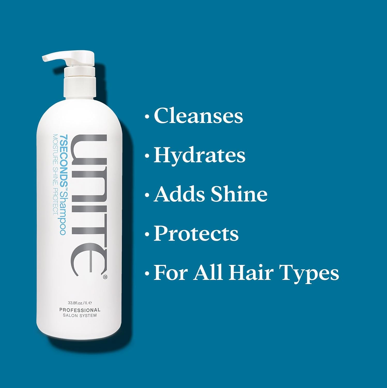 UNITE Hair &ndash; 7SECONDS Shampoo &ndash; Pump, Cleanses, Hydrates, Adds Shine, Protects Uv/Heat Damage, 1L image number 2
