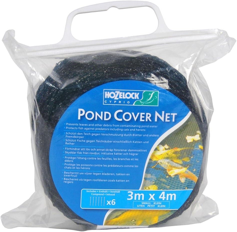 HOZELOCK - Pond Protection Net 3 X 4 M : Ideal for Protecting the Pond from Leaves, Large Debris and Predators: Supplied with 4 Stakes [1731 0000], Black image number 3