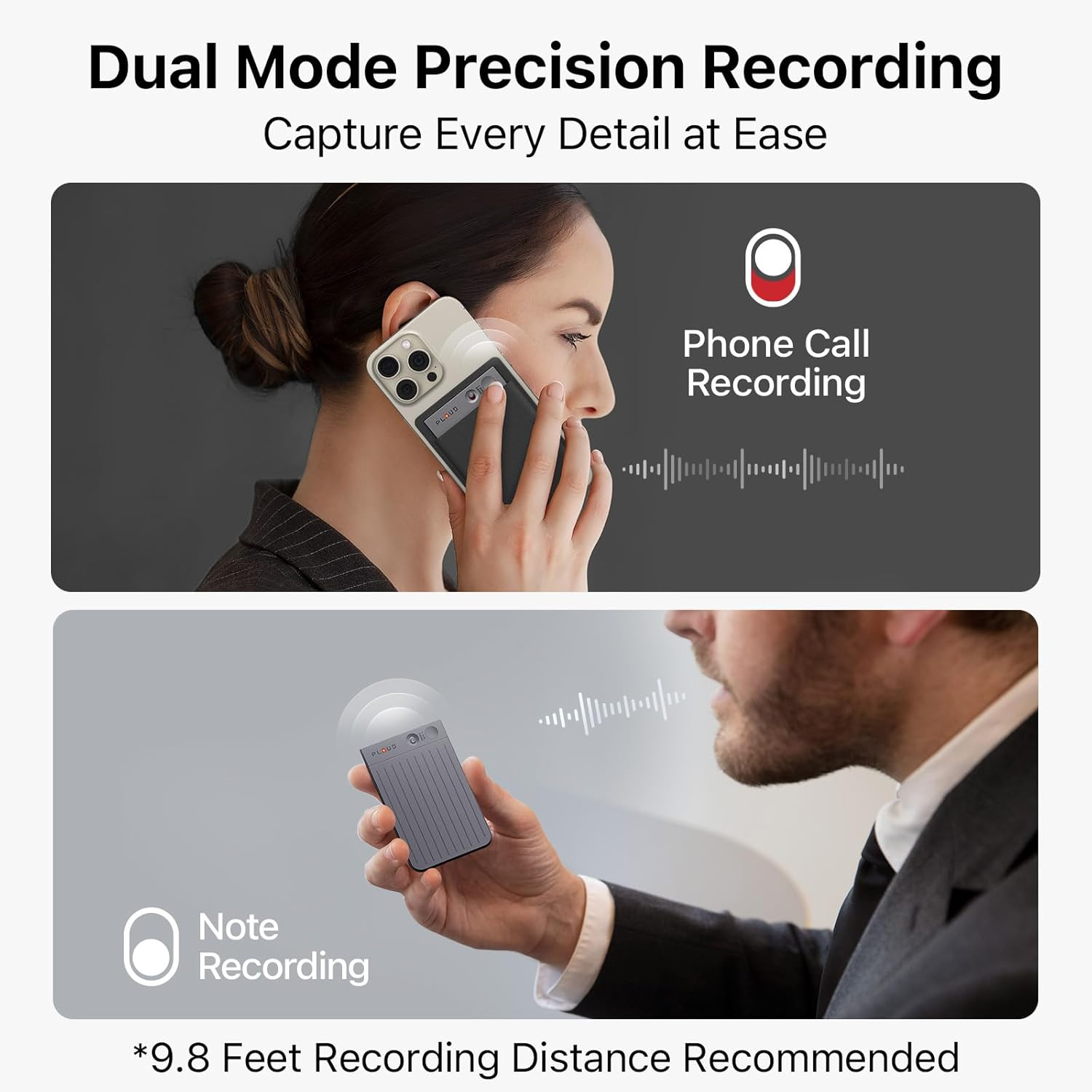 AI Voice Recorder, PLAUD Note Voice Recorder W/Case, App Control, Transcribe & Summarize with AI Technology, Support 112 Languages, 64GB Memory, Audio Recorder for Lectures, Meetings, Calls, Black image number 3