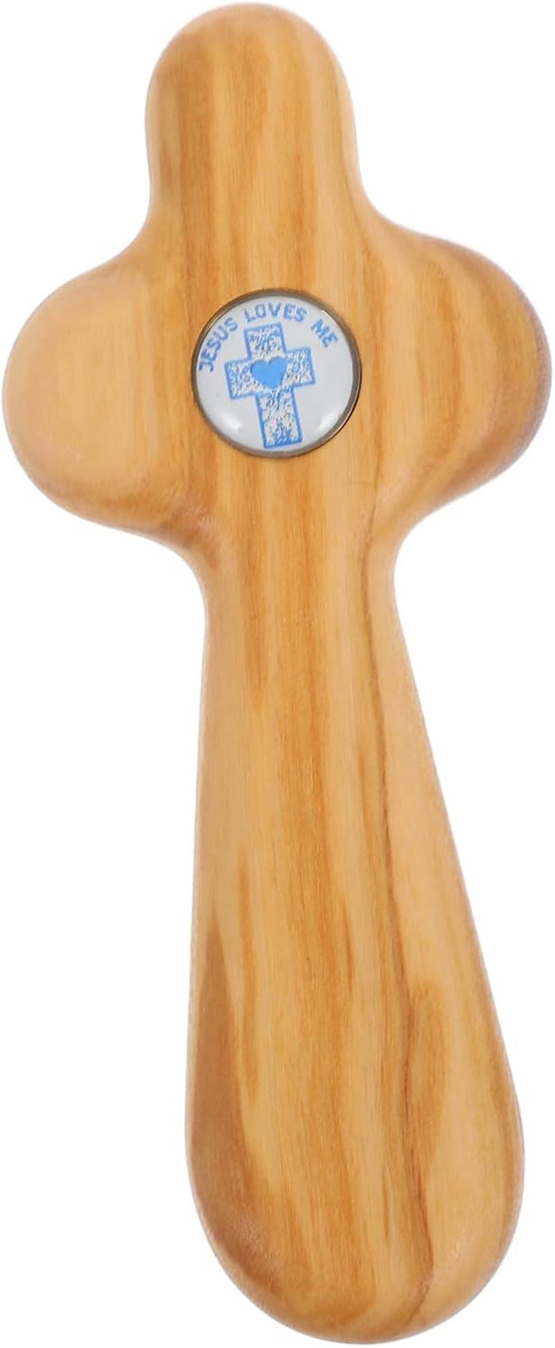 Angoily Jesus Statue in Hand Cross First Holy Communion Confirmation Baptism Small Wooden Cross for Pocket image number 5