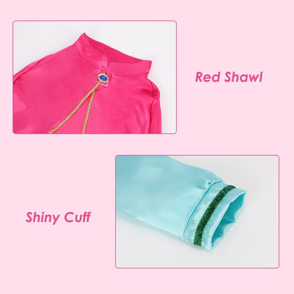 AUTOWT Princess Costume for Girls, Toddler Princess Cosplay Dress up with Cape, Halloween Cosplay Christmas Birthday Party Snow Princess Queen Gown Costume, Aged 3-8 image number 2