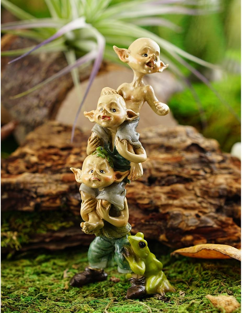 Top Collection Miniature Garden Pixies Stack, Tan, Green