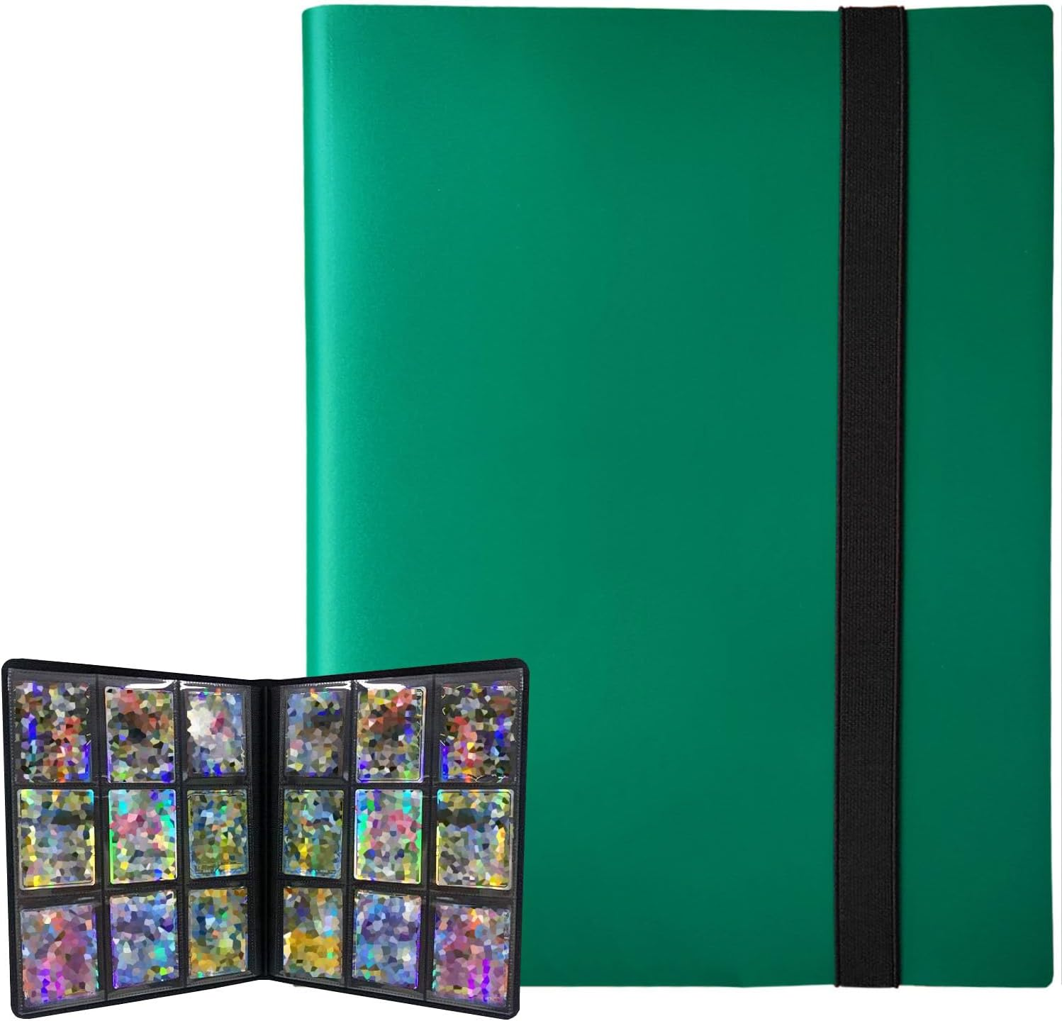 Trading Card Binder Holder, Sports Card Album with Card Sleeves, Book Protection Trading Cards - 9 Pocket - Put up to 360 Cards(Green)