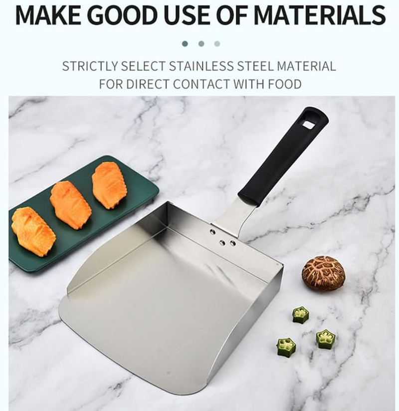 AIMALL 15.2 Inch Stainless Steel Flat Bottom Food Shovel with Comfortable Handle, Versatile Spatula for French Fries, Popcorn, Flour, Nuts, and Rice Scooping image number 3