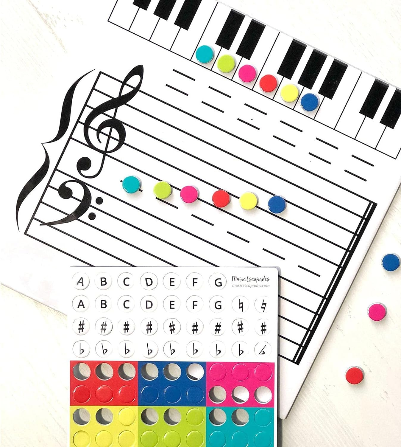 Music Staff Whiteboard, Magnetic Dry Music Staff White Boards with Music Notes Stickers and Music Staff Lines, Best Music Lovers, 9.84 X 9.84 Inches image number 2