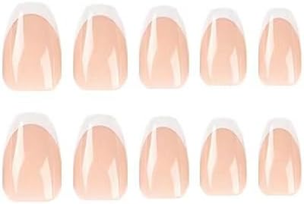 Sandanfine Short Fake Nails, Short Ballet Minimalist French Fake Nails, Nail Stickers, Removable Nail Plates, Reusable Fake Nails, Clean and Elegant image number 2