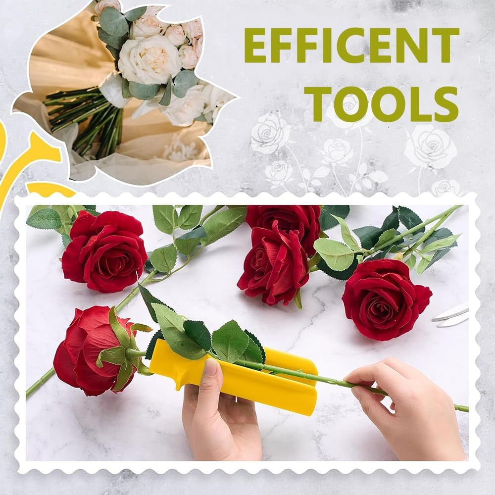 Rose Stripper Thorn Remover,Rose Thorn Stripper Tool,Rose Stem Thorn Leaf Dethroner Tool,Flower Cleaner Cutter Supplies for Professional Florist Home Shop Gardening Floral Arrangements (2)