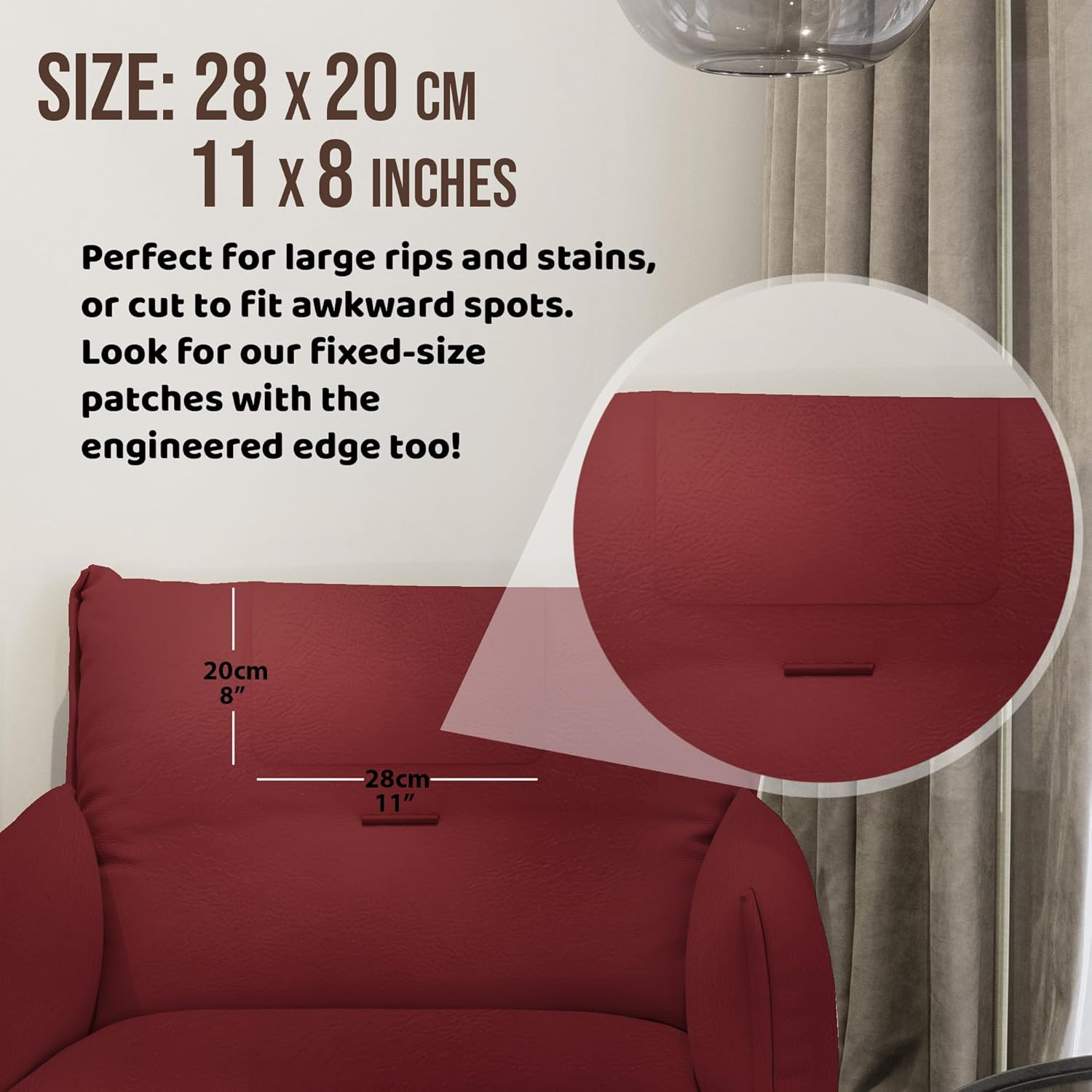 Mastaplasta Original Self-Adhesive Leather Repair Patch - Light Grey 28 X 20 Cm (11" X 8"). Your Instant Upholstery-Quality Leather Repair Kit for Sofas, Car Interiors, Bags, Vinyl & DIY image number 6