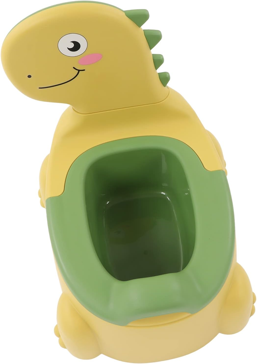 Potty Training Toilet, Non Slip Rubber Base Cartoon Dinosaur Potty Training Seat Thickened Plastic Ergonomic Design Portable Dinosaur Training Potty with Brush for Boys and Girls (Yellow) image number 5