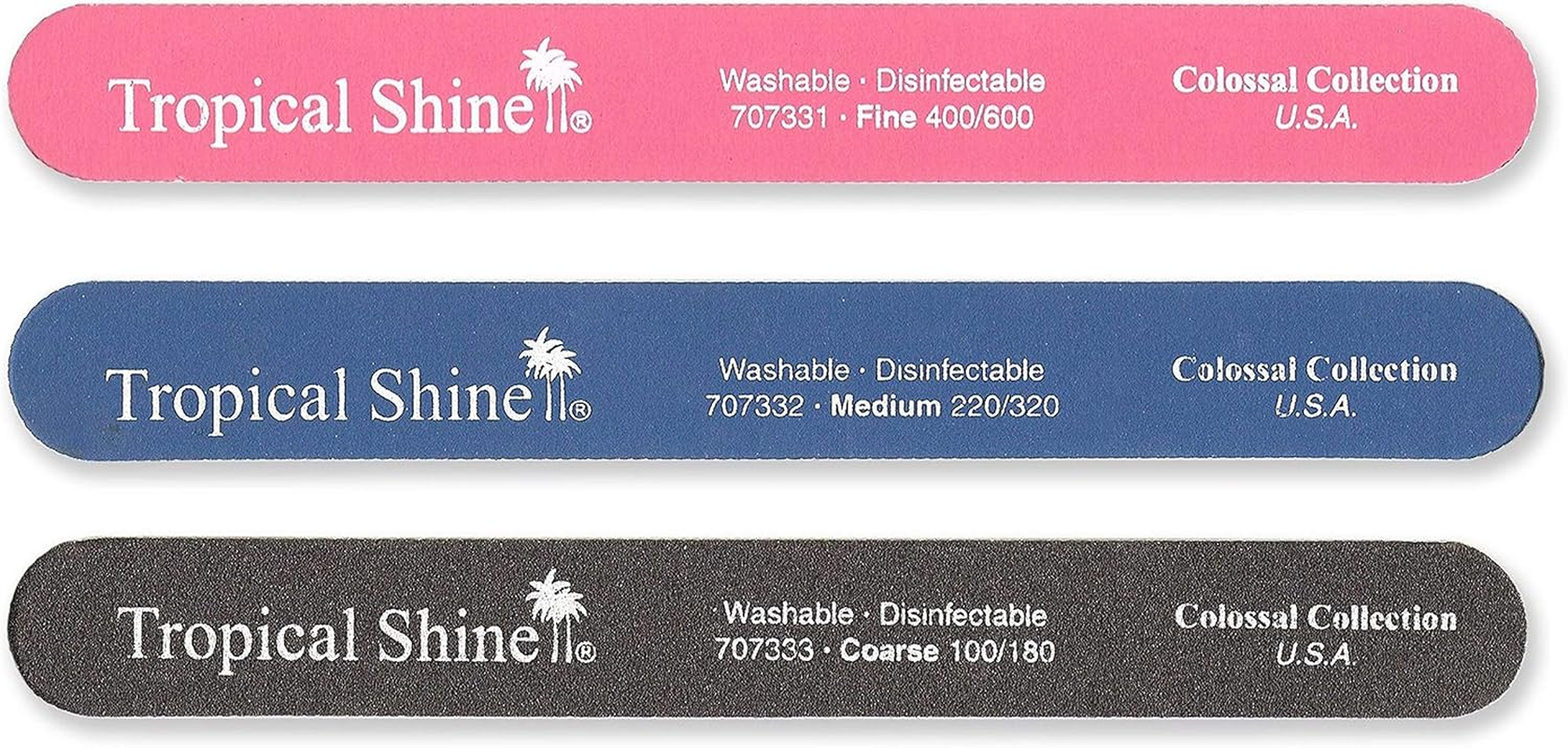 Tropical Shine 8.5 Inches Nail Files for Natural and Acrylic Nails. 3 Pcs.