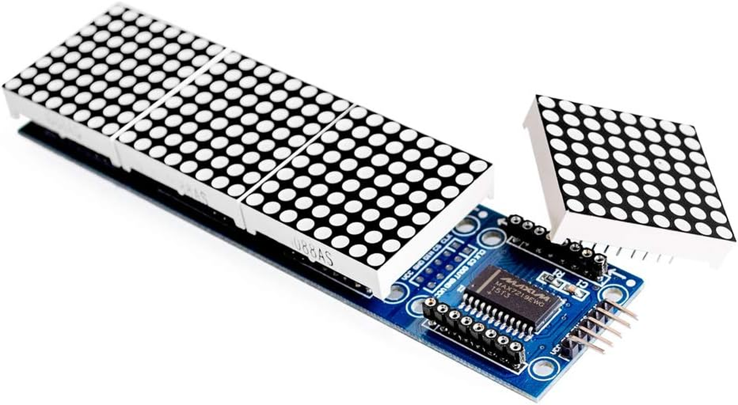 2Pcs MAX7219 Dot Matrix Module(Red Light) 4 in 1 Display for Arduino Microcontroller with 5Pin Line(Christmas Decoration DIY Letters Electronic Display) image number 4