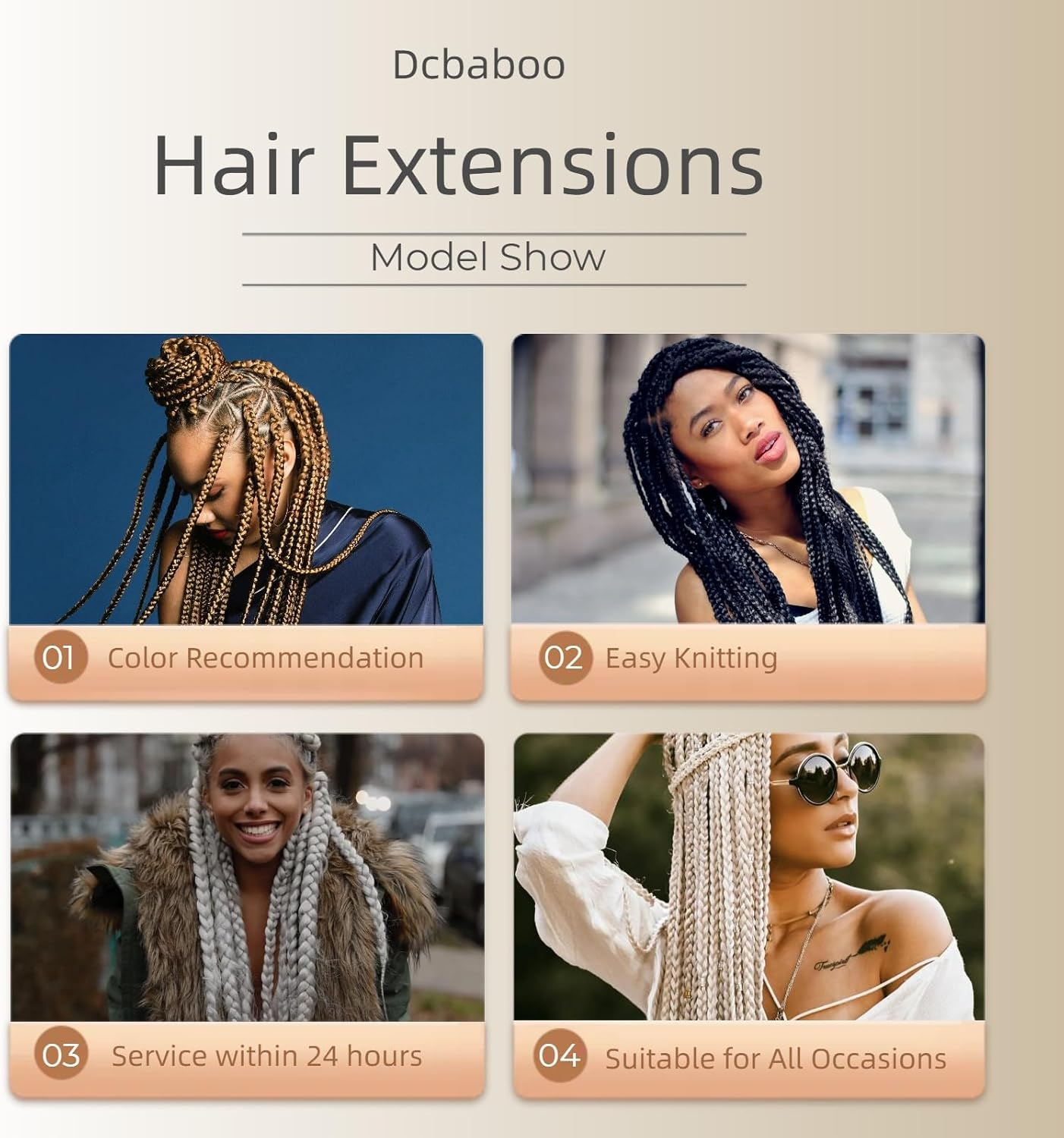 Dcbaboo Brown Hair Extensions for Braiding Jumbo Braiding Hair Extension 1Pack 24Inch Synthetic Hair Kanekalon Ombre Braids Extensions Hair Afro Crochet Twist Box Braids 100G, Medium Brown image number 4