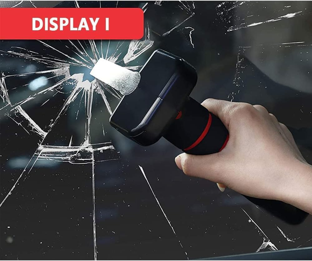 3 in 1 Vehicle Support Handles, Elderly Portable Automotive Door Assist Handles, with Seatbelt Cutter and Window Breaker for Elderly and Handicapped (Handles * 2 Pack), Red, LV849 image number 2