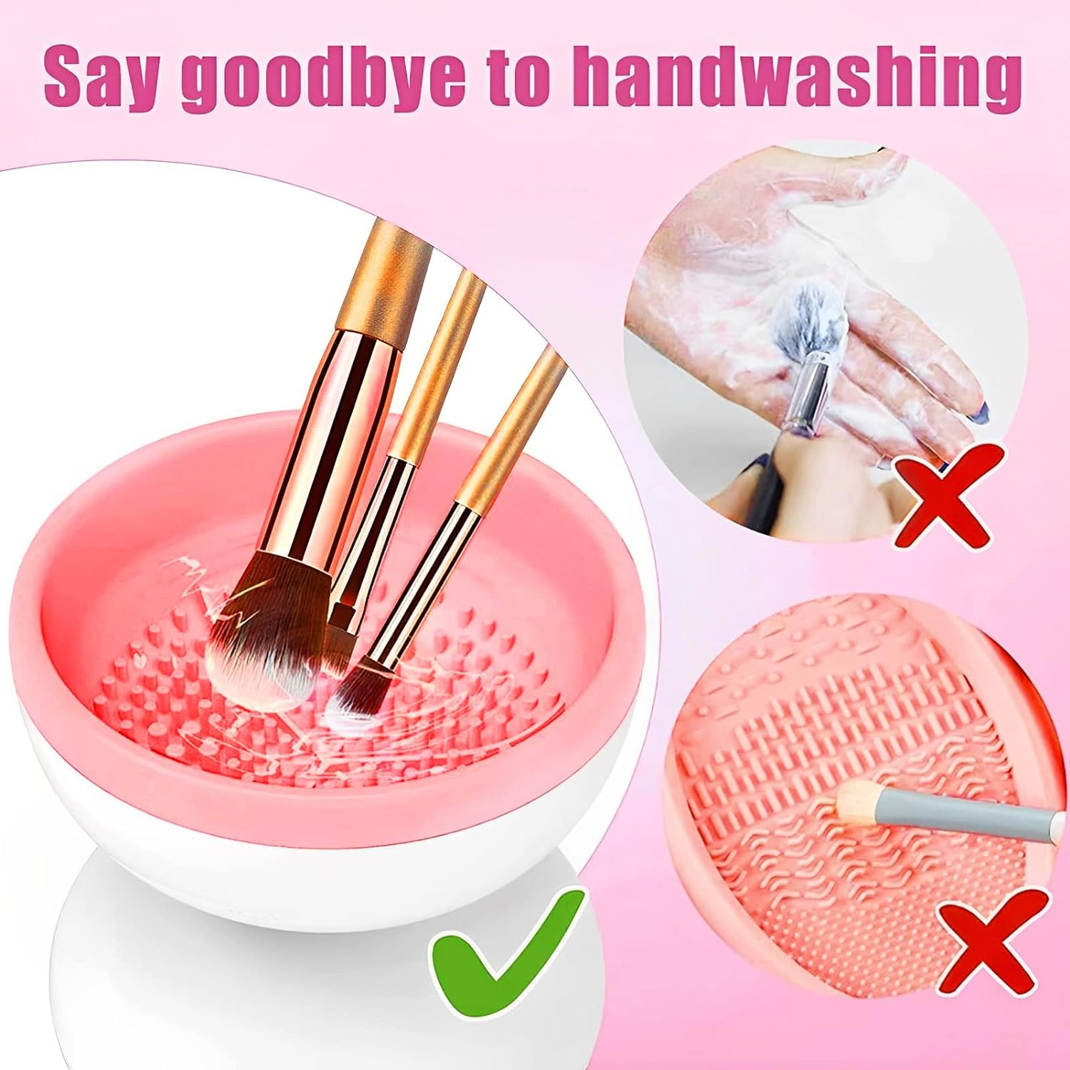 Electric Makeup Brush Cleaner, Automatic USB Makeup Brush Cleaner Machine, Time Saving Electric Cosmetic Brush Cleaner Deep Cleaning Automatic Makeup Brush Spinner for Makeup Brushes Home 3.5X3.5X3.5 In image number 5