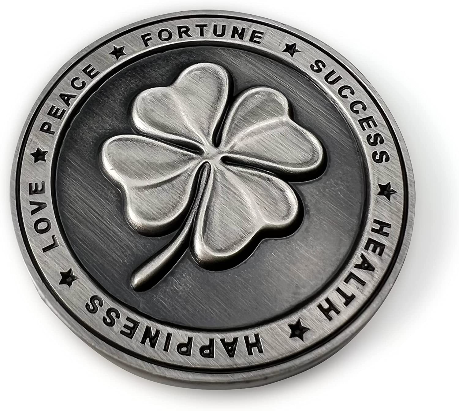 Luck Lab Two Sided Lucky Coin Featuring One Side with a Four Leaf Clover and One Side with Elephant and Lucky Symbols - 1.5 Inches image number 2