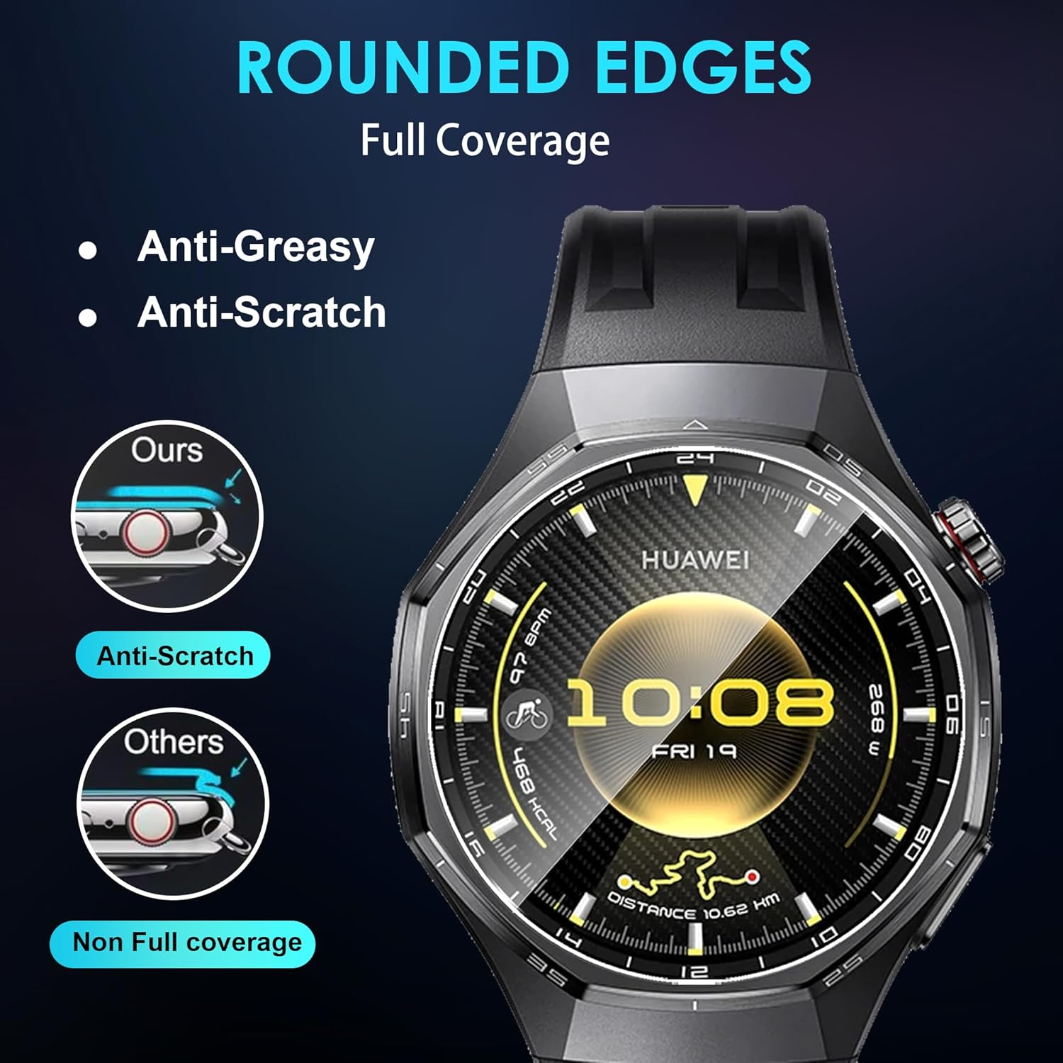 Lemxiee 2 Pack Tempered Glass for HUAWEI Watch GT 6 Pro 46Mm Screen Protector Protection Film - Amazfit T-Rex 3 Pro 48Mm image number 6