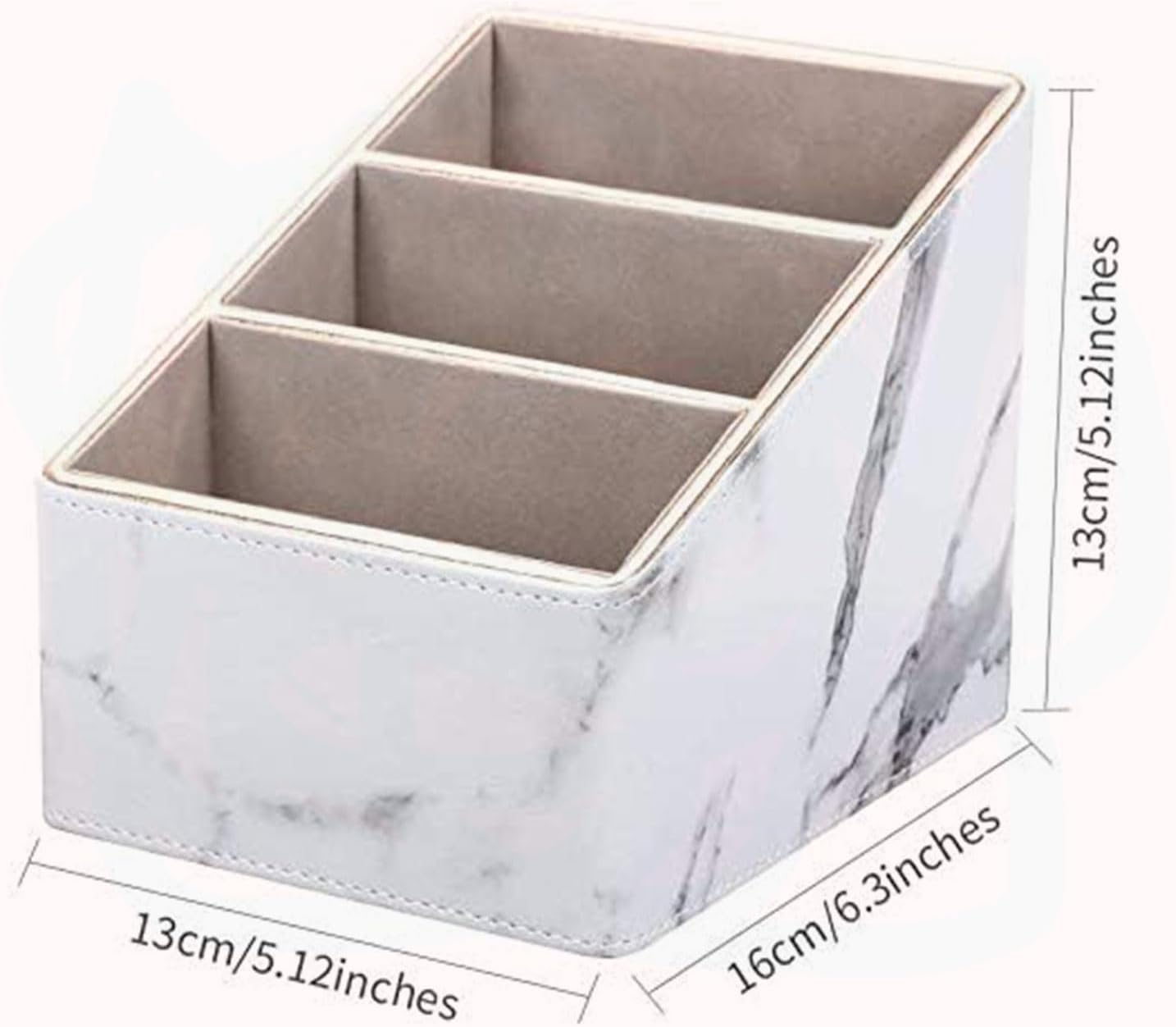 YIRANJIA 3-Compartment PU Leather Remote Control Holder Box | Sleek Organizer for TV, DVD, and Game Controllers (White) image number 3