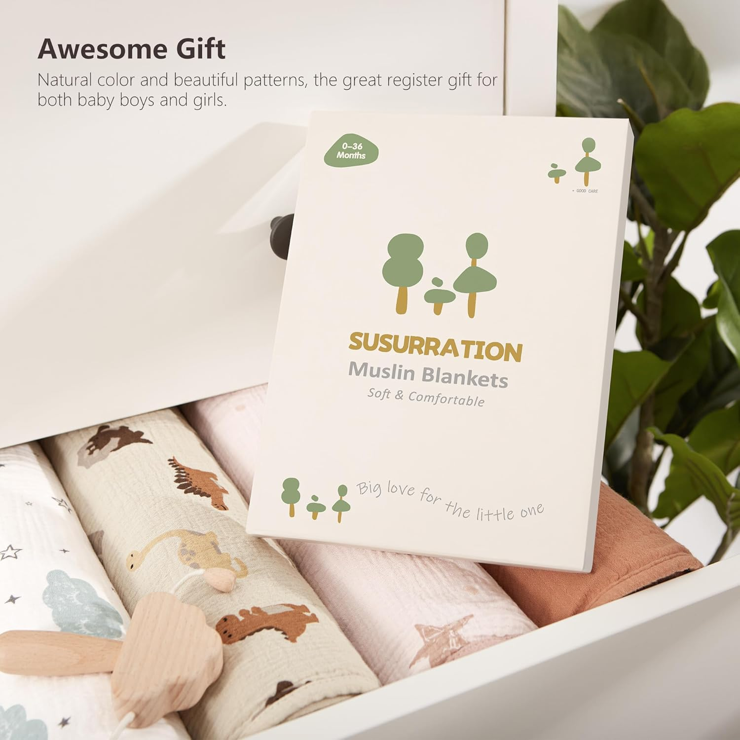 Susurration Baby Blanket 30X40Inch Soft Fluffycotblankets with Muslin Cotton Front and Dotted Fleece Back Receiving Blanket for Unisex Baby Girls Boys Newborn Infant (Sleeping Clouds) image number 6