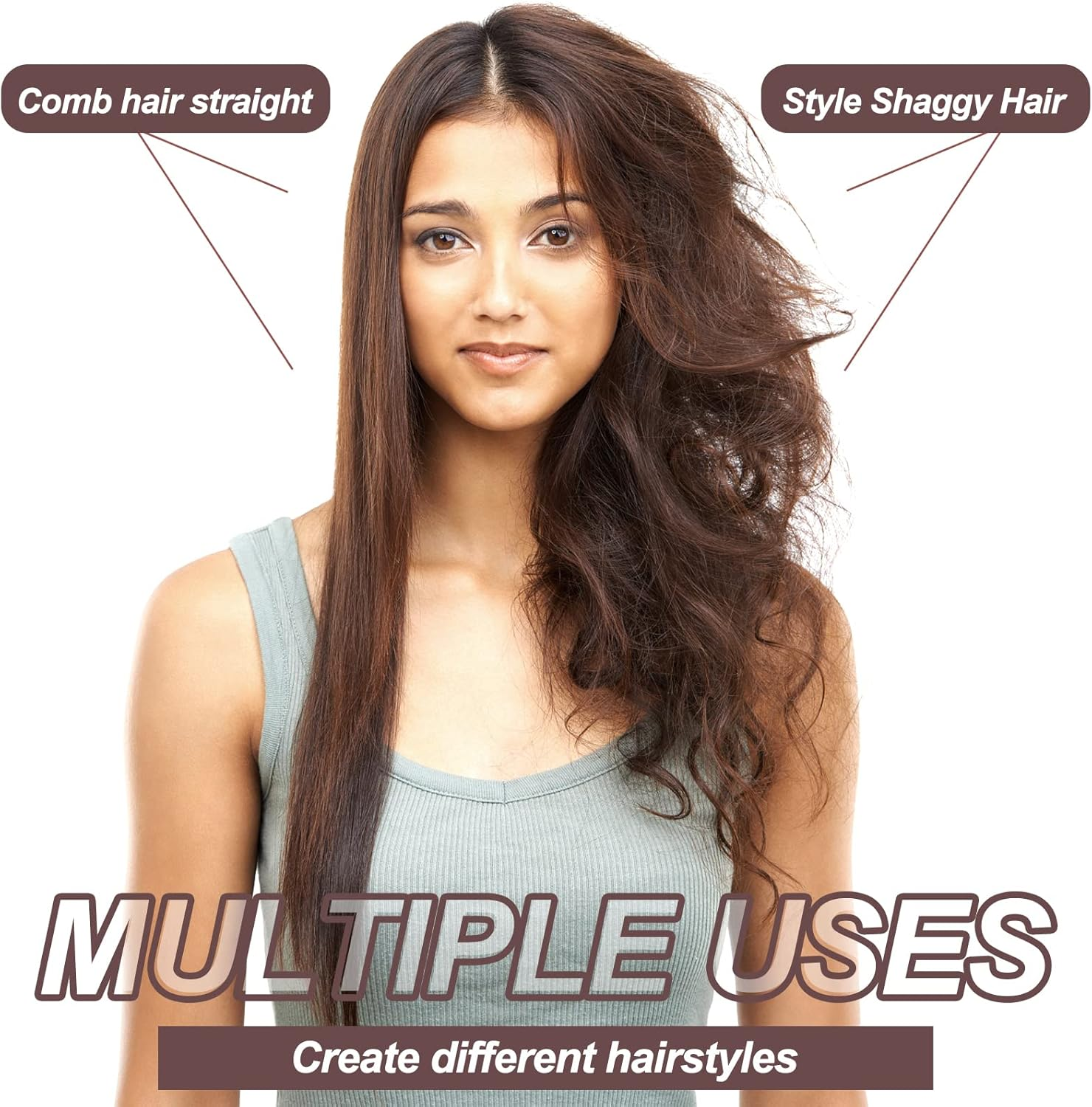 Sularpek Teasing Hair Brush,Back Hair Brush,Boar Bristle Hair Brush with Tail Handle,For Long Thick Curly Wavy Dry or Damaged Hair Reducing Hair Breakage image number 2