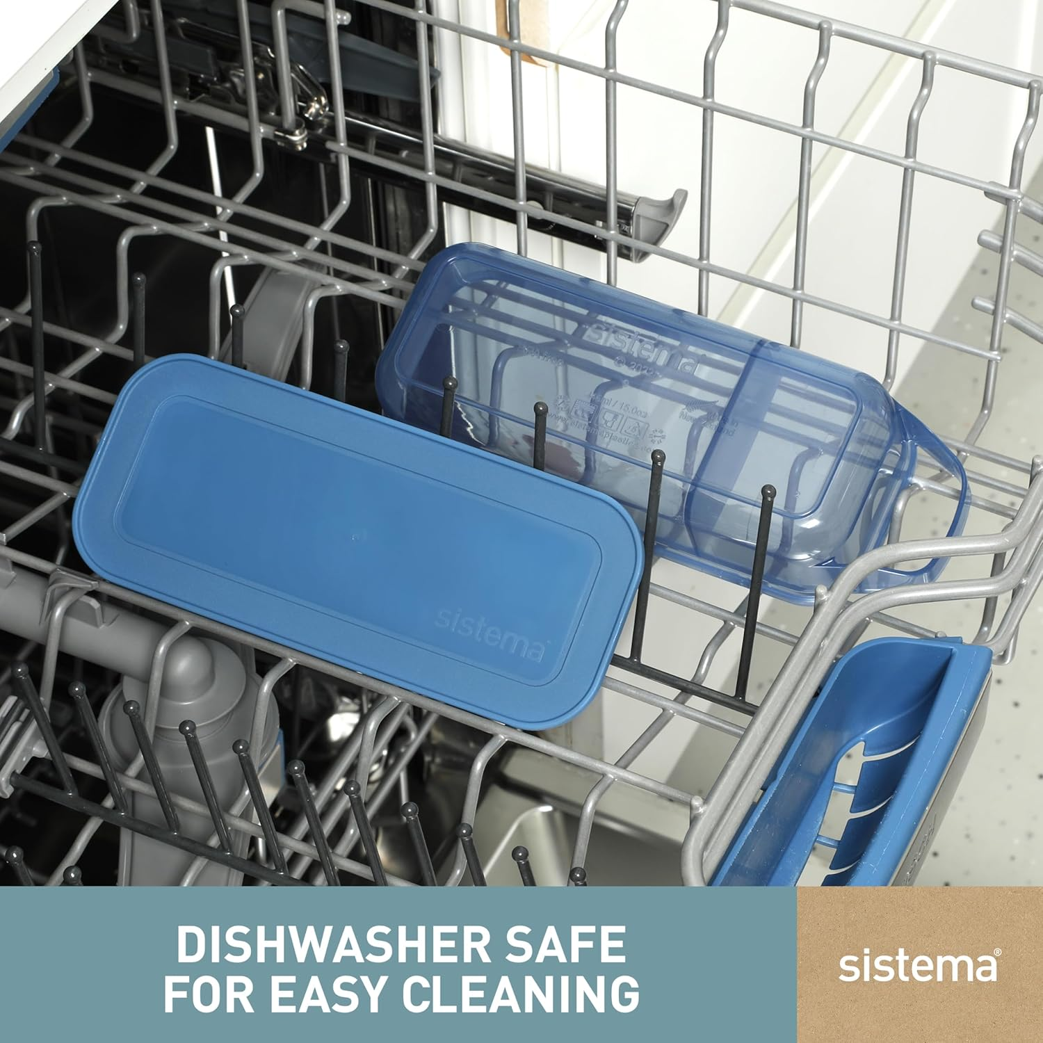 Sistema Ocean Bound Plastic Slide N Snack Container | 445 Ml Food Container with Compartments | Bpa-Free | Teal or Blue (Colour Not Selectable) image number 4