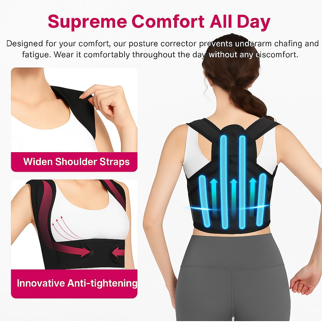 Back Brace Posture Corrector for Women and Men,Shoulder Straightener,Adjustable Full Back Support,Posture Corrector- Improve Posture Correct Hunchback Slouching under Clothes (S) image number 1