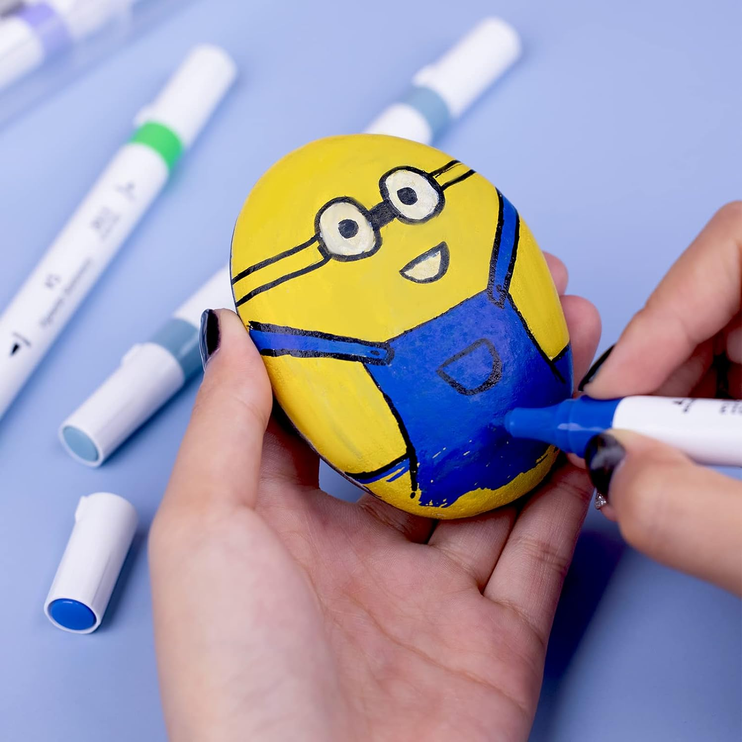 Acrylic Paint Markers Set of 36 Colours, Dual Tip Brush & Fine Paint Pens, Permanent after Dry, Non-Toxic, for Rock, Glass, Ceramic, Wood, Fabric, Plastic & DIY Crafts image number 5