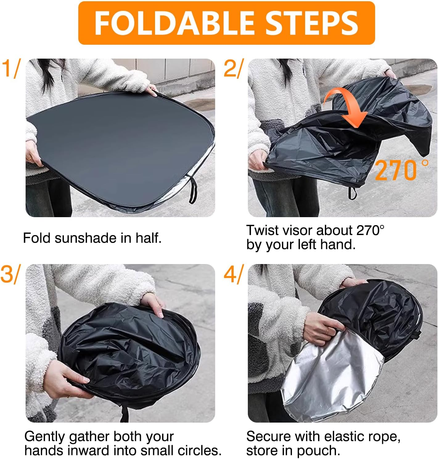 For Jeep Wrangler JL JLU 2018-2025 / Gladiator 2020-2025 Sunshade, Car Front Window Covers Sun Visor Protector, Foldable Blocks UV Rays Windshield Sun Shade for Jeep Wrangler Gladiator Accessories image number 3