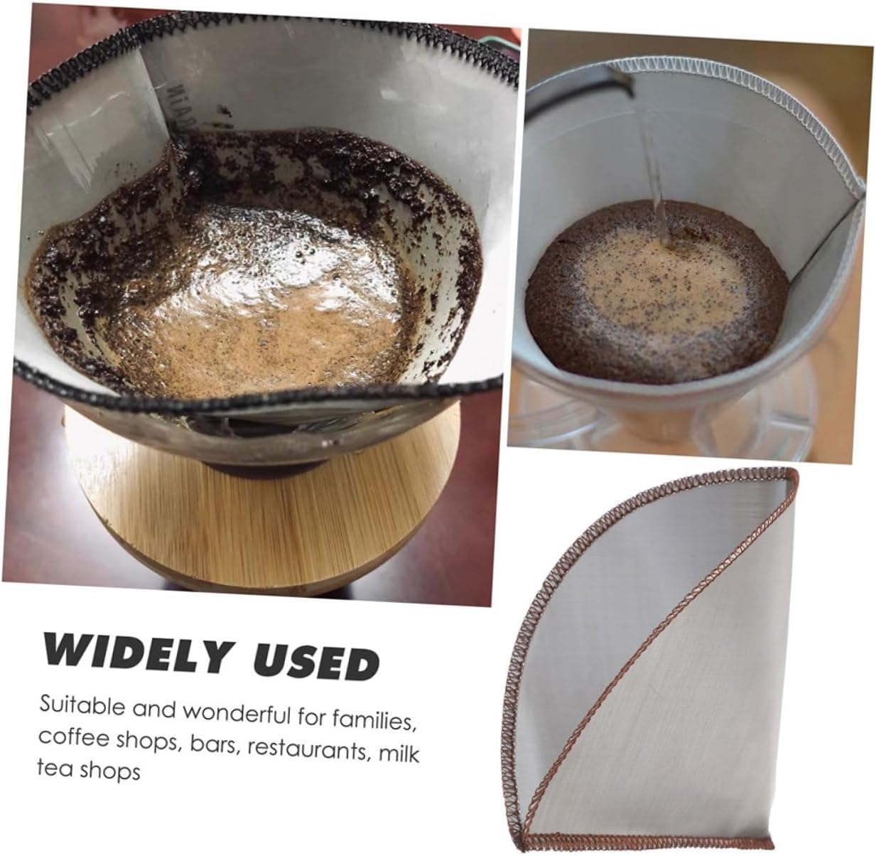 Happyyami 2Pcs Stainless Steel Coffee Filter Mesh Reusable Fine Strainer for Espresso Pour-Over Brewing Compatible with Cups Easy to Clean image number 3