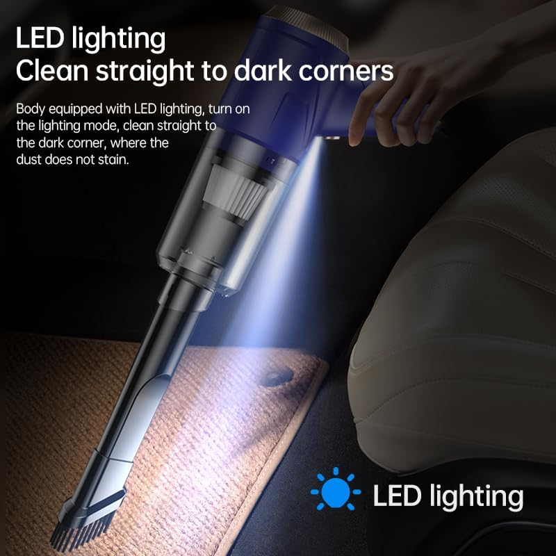 Car Vacuum Cleaner Cordless: 12000PA Handheld Mini Suction with LED Light, Compressed Air Duster & Air Blower & Pump, Small Vacuum Cleaner for Home, Office, Kitchen, Cars, Pet image number 1