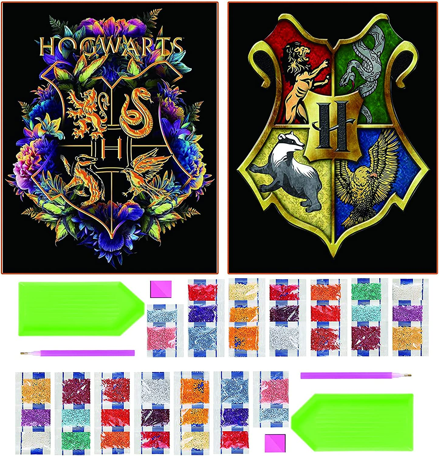 2 Pack Diamond Painting Kits -Badge Harry Magic Boy Full Drill Diamond Paint by Number for Adults,Pictures Arts Craft Perfect for Relaxation and Home Wall Decor Gift 12X16 Inch (2 Pcs Badge) image number 1