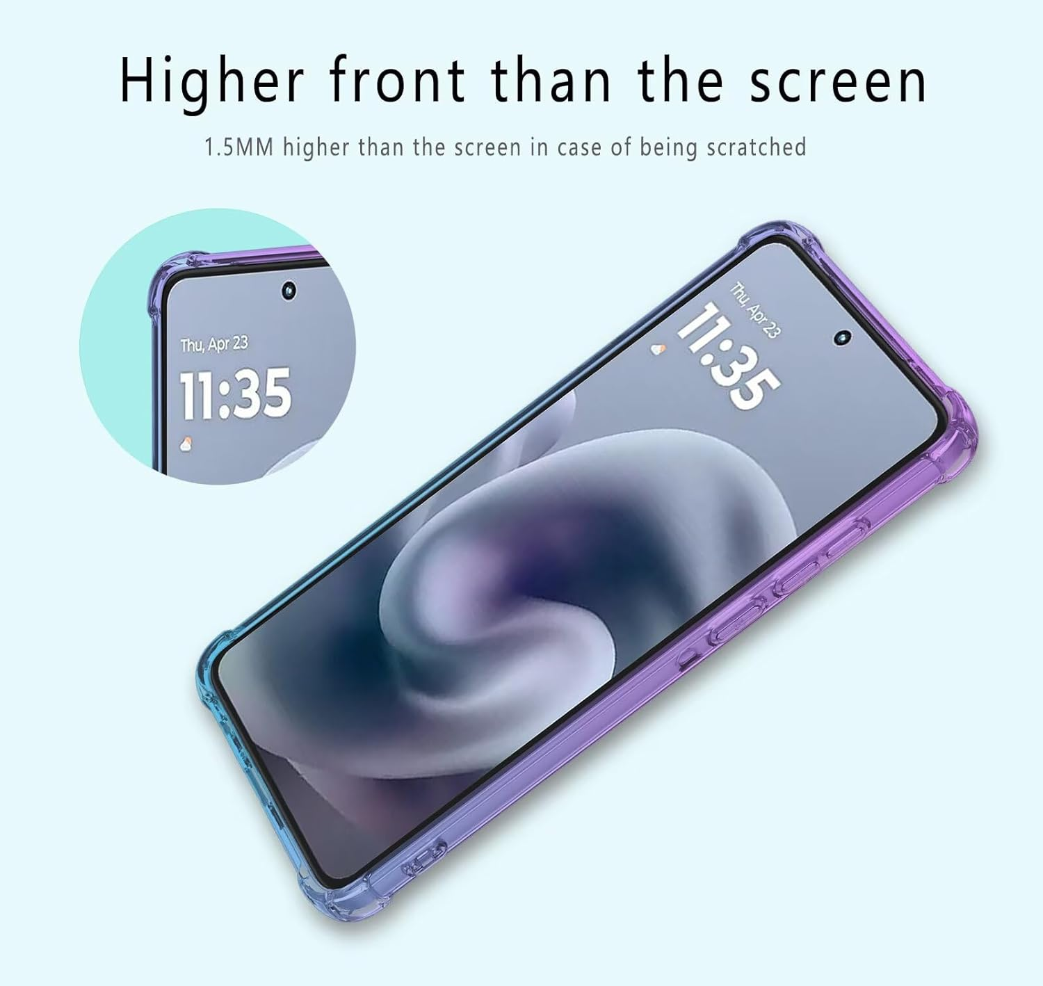 EASSGU TPU Silicone Mobile Phone Case for Motorola Moto G86 Power 5G (6.67 Inches), Transparent Gradient Case, anti Drop and Anti-Scratch Protective Case - Blue Purple image number 6