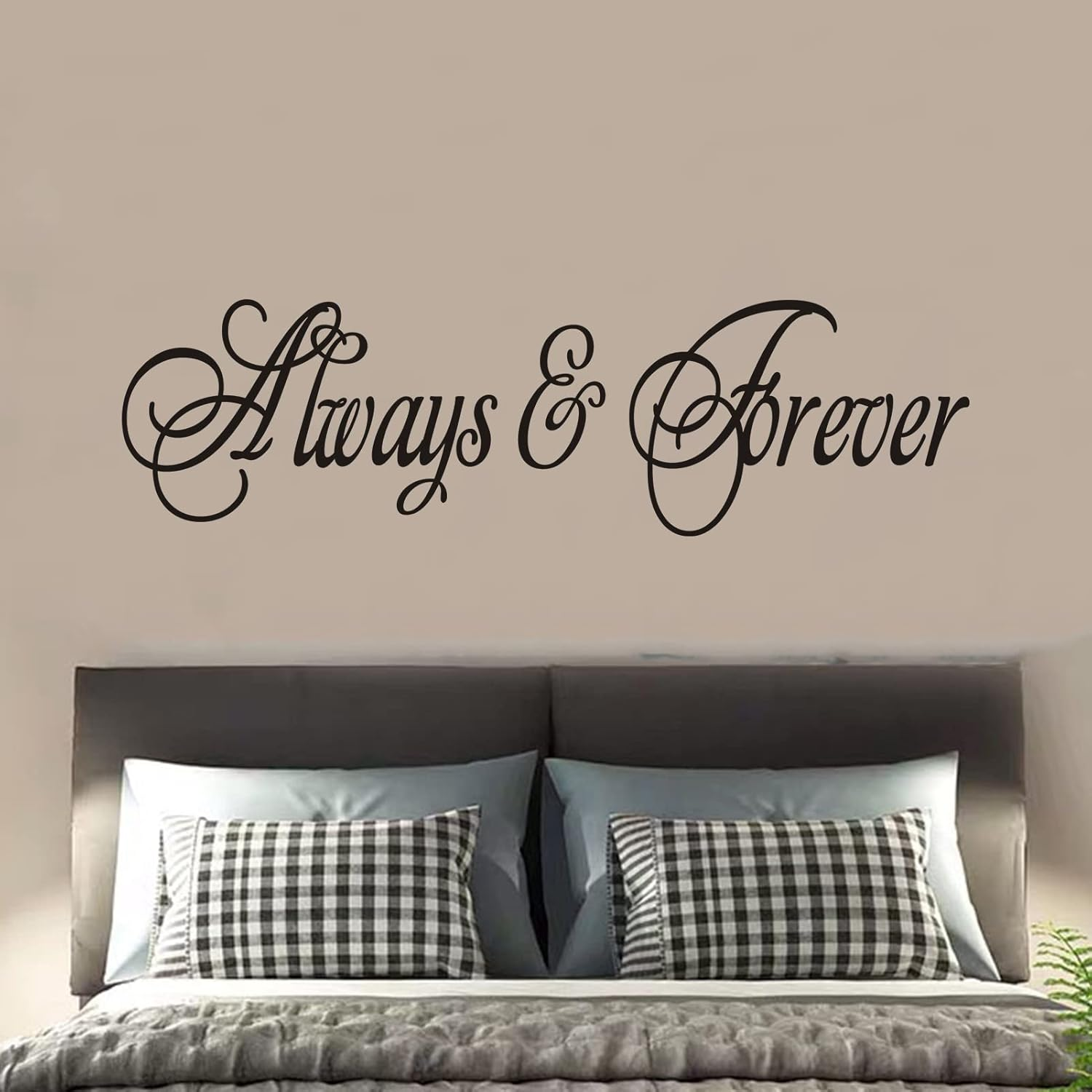 SEATUNE Bedroom Wall Stickers - Couple Romantic Love Quotes Bathroom Wall Decals - Motivational Positive Home Vinyl Art Wall Decor - Always & Forever 25"X7"