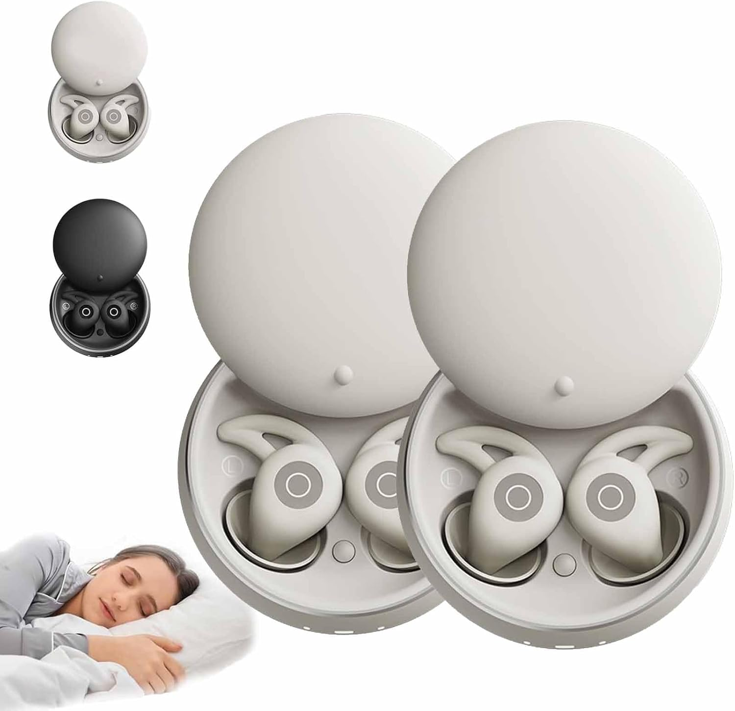 Noorasleep Snooze Pods Pro, Noora Sleep Earbuds, Snoozepods Pro - Bluetooth Sleepbuds, Micro Sleep Earbuds for Side Sleepers, Soft and Snug Fit, with Smart Case (White*2) image number 2